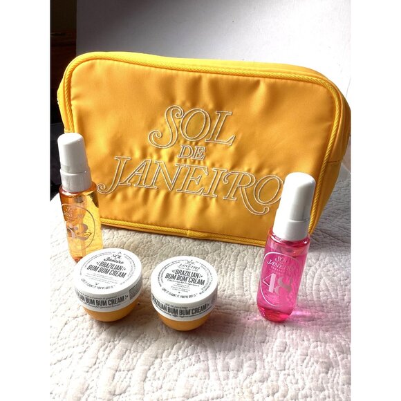 Sol De Janeiro Travel Set With Bum Bum Creams & Body Mists In Cosmetics Bag*New - Picture 1 of 9
